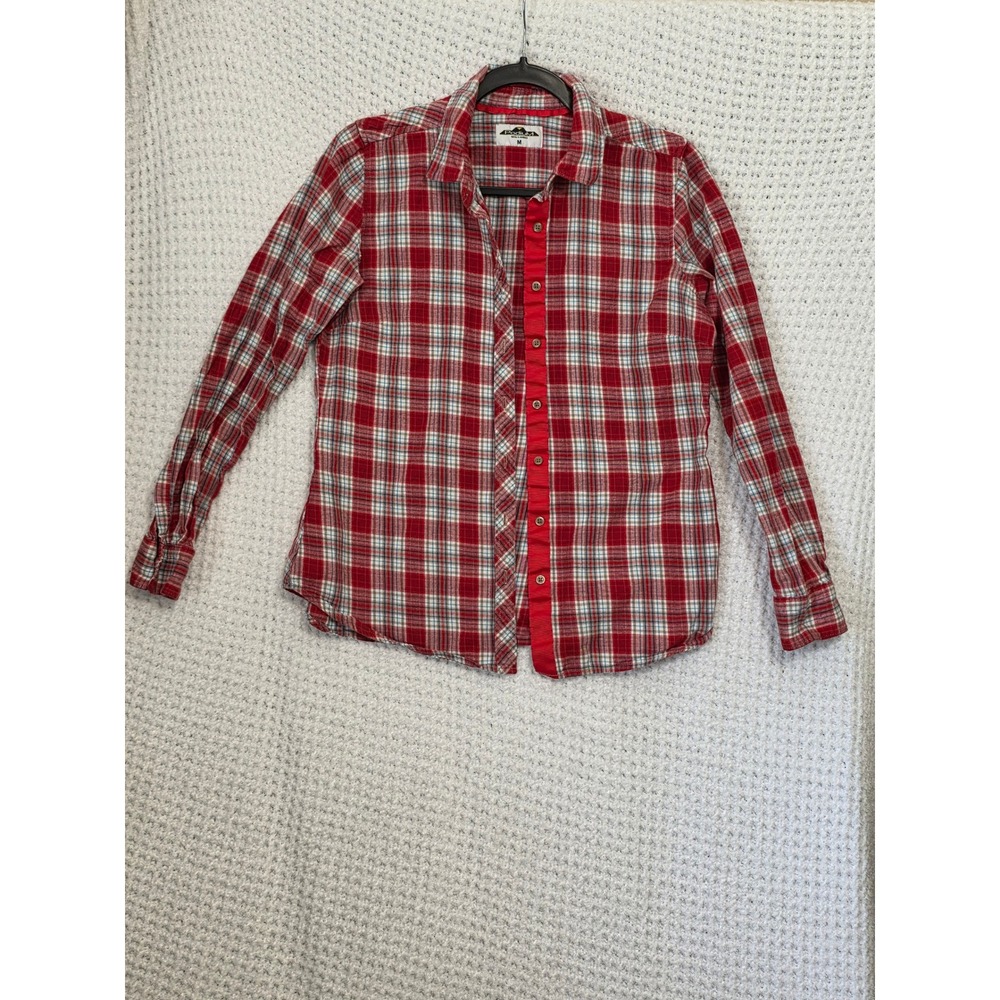 Podium‎ Red Plaid Flannel Long Sleeve Button Up Shirt Top Size Medium